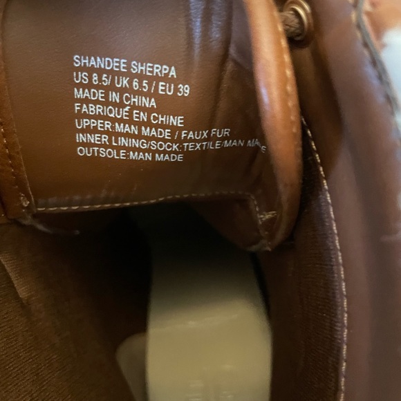 JustFab Shandee Sherpa Heeled Cognac Boots 8.5 - Picture 8 of 12